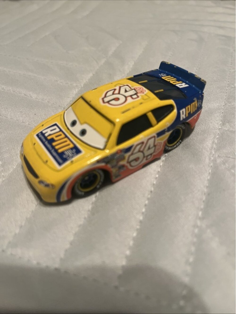 Disney Pixar Cars Yellow RPM #64 Mattel Car Diecast